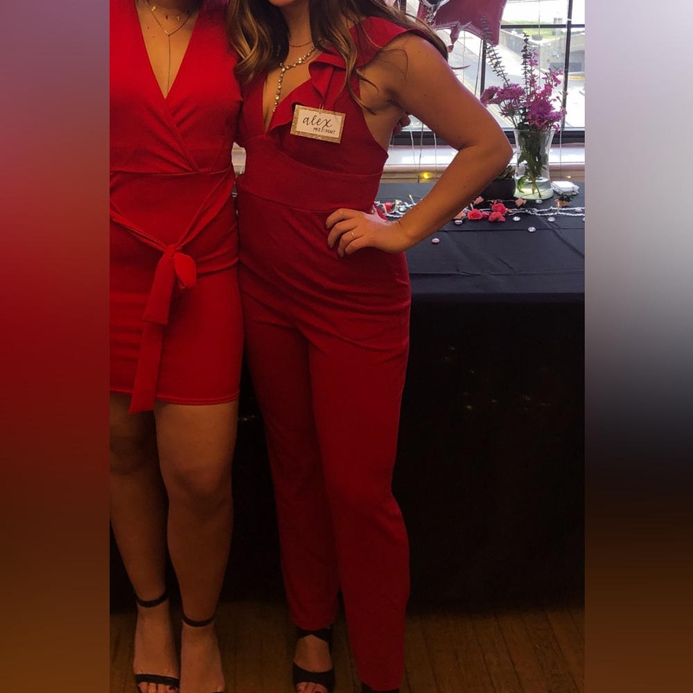 Leilani Red Ruffled Jumpsuit